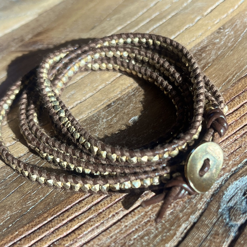 CHAN LU— Gold Hematine Wrap Bracelet Brown